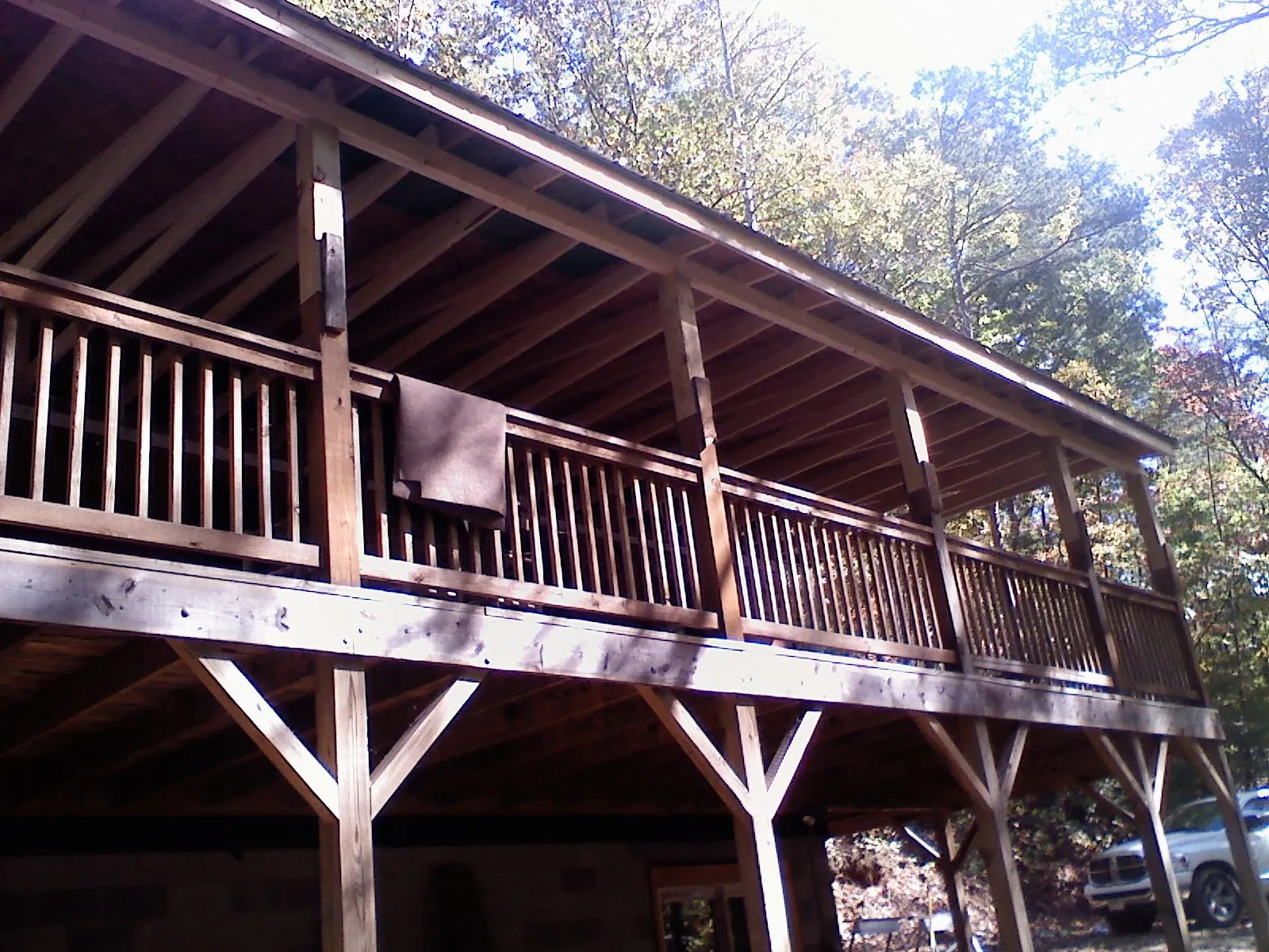 Timber framing under a new elevated porch and deck — Roof Leak Repair in Williamsport by Roofing Brothers
